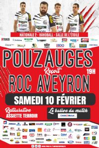 N2M Handball Pouzauges reçoit Roc Aveyron. Le samedi 10 février 2018 à Pouzauges. Vendee.  19H00